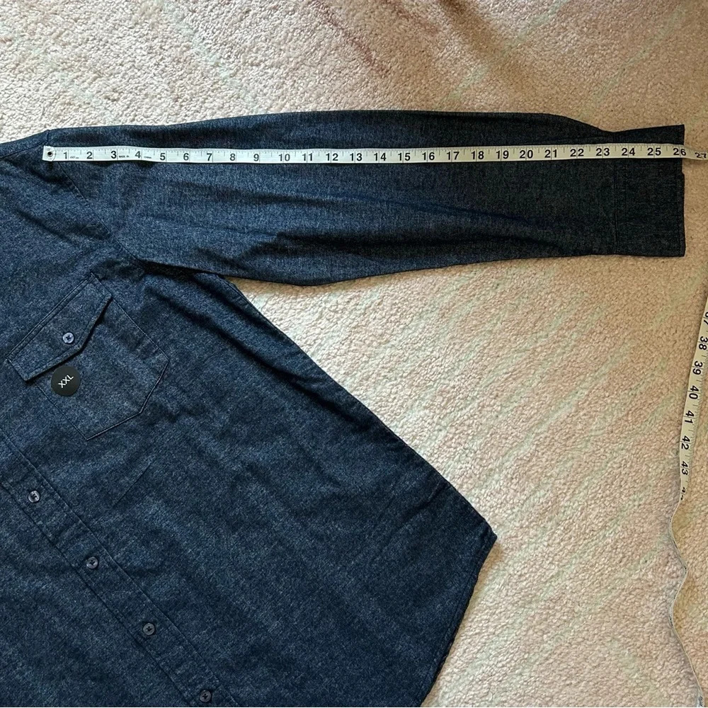 NWT Coastal Marled Navy Cotton Flannel Button Down Shirt Size XXL - Picture 10 of 10